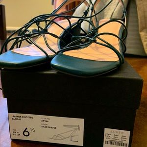 Dark green J. Crew strap shoes.